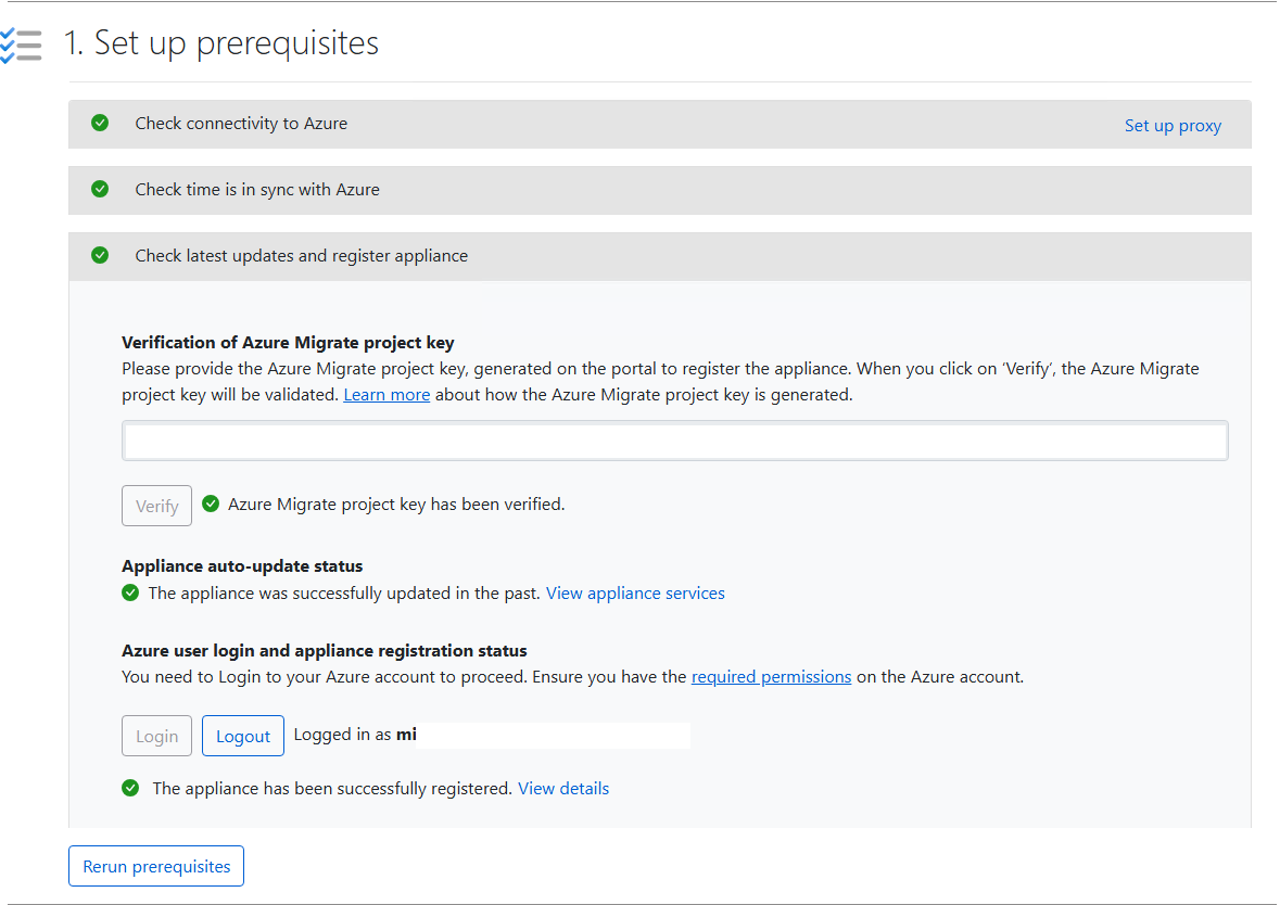 Azure Migrate prerequisites check