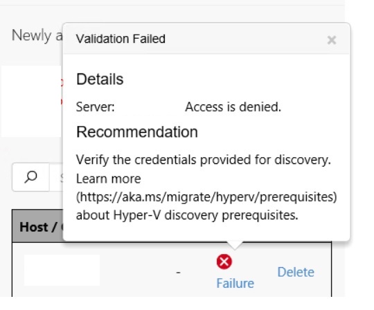 Validation failed error detail