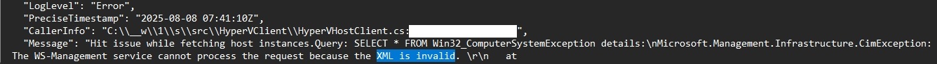 Azure Migrate log error detail